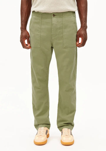 Hose COTTON LINEN PANT fatigue green | ARMEDANGELS