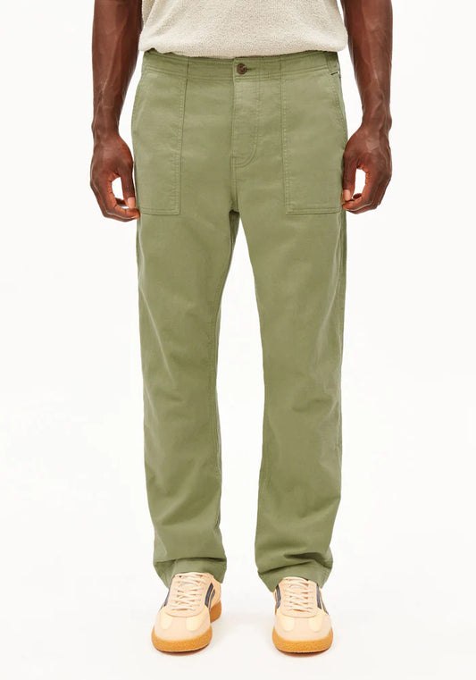 Hose COTTON LINEN PANT fatigue green | ARMEDANGELS