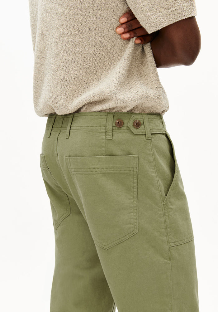 Hose COTTON LINEN PANT fatigue green | ARMEDANGELS