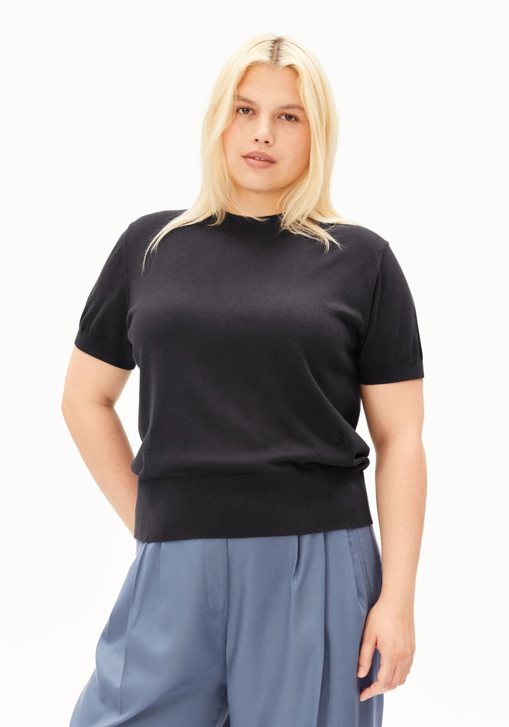 FINE S SL KNIT SWEATER dark steel | ARMEDANGELS