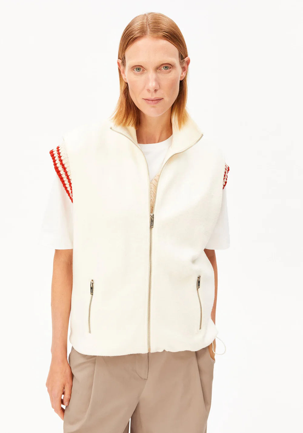 COTTON FLEECE VEST oatmilk | ARMEDANGELS