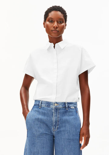 Bluse Poplin LARISAANA white | ARMEDANGELS