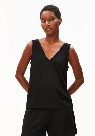 V-NECK JERSEY TOP  black | ARMEDANGELS