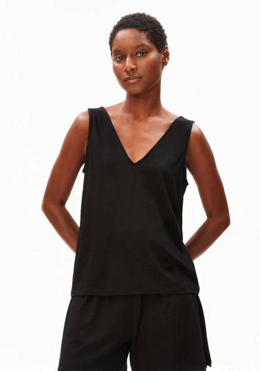 V-NECK JERSEY TOP  black | ARMEDANGELS