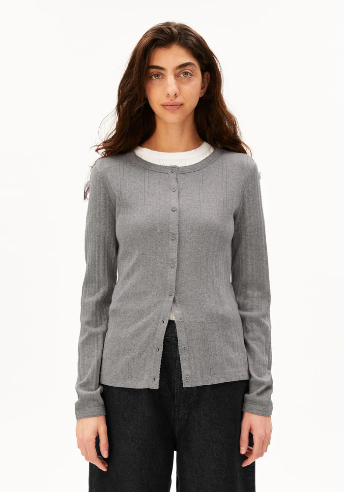 POINTELLE CARDIGAN  silver melange | ARMEDANGELS