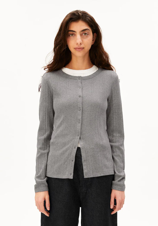 POINTELLE CARDIGAN  silver melange | ARMEDANGELS