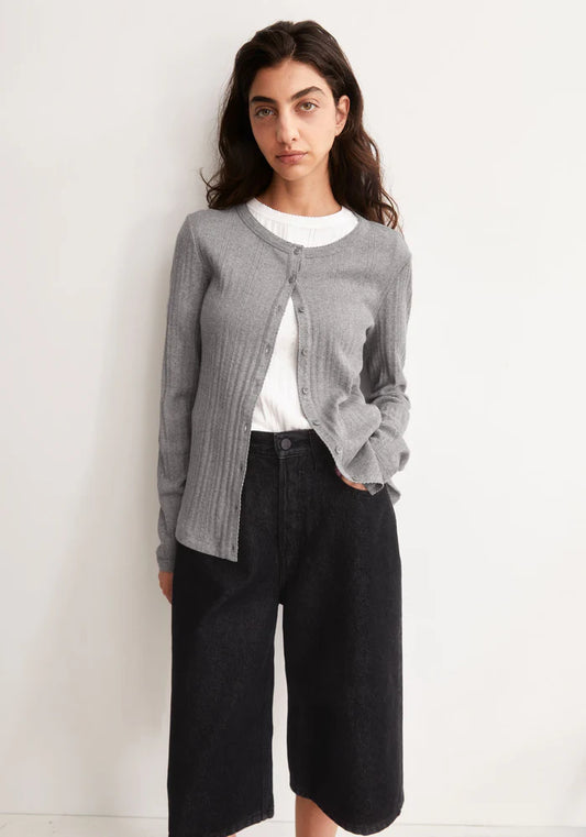 POINTELLE CARDIGAN  silver melange | ARMEDANGELS