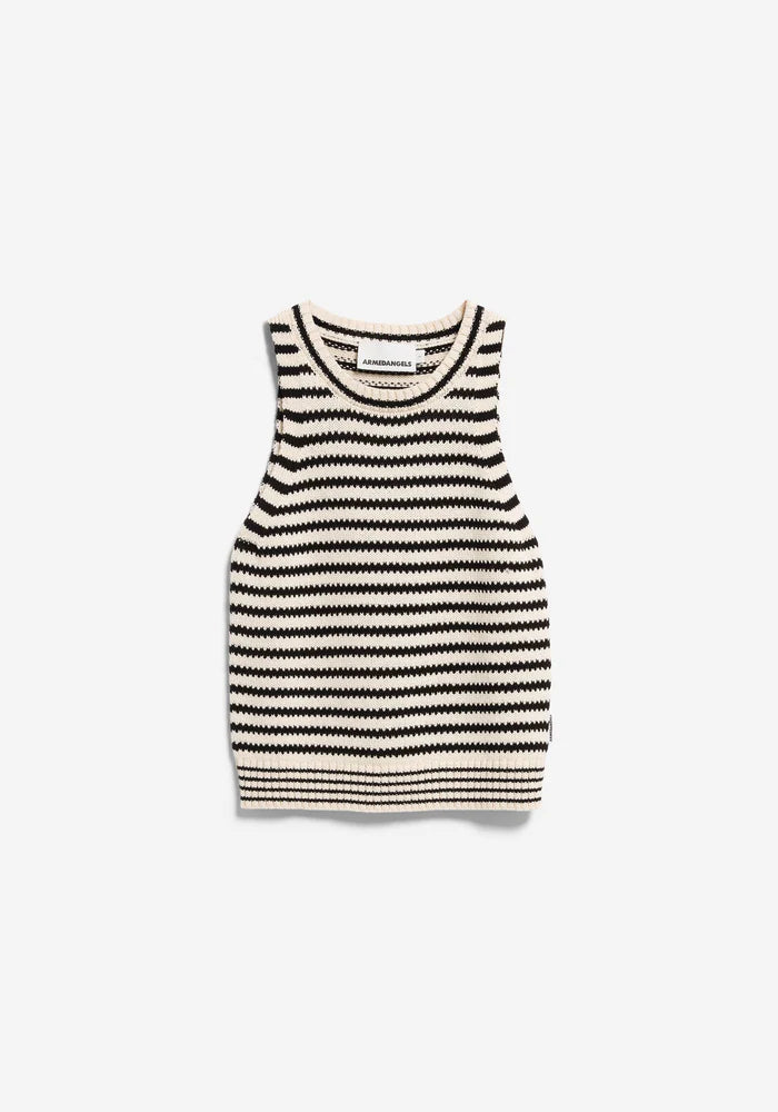 Stricktop STRIPE KNIT TOP undyed-black | ARMEDANGELS