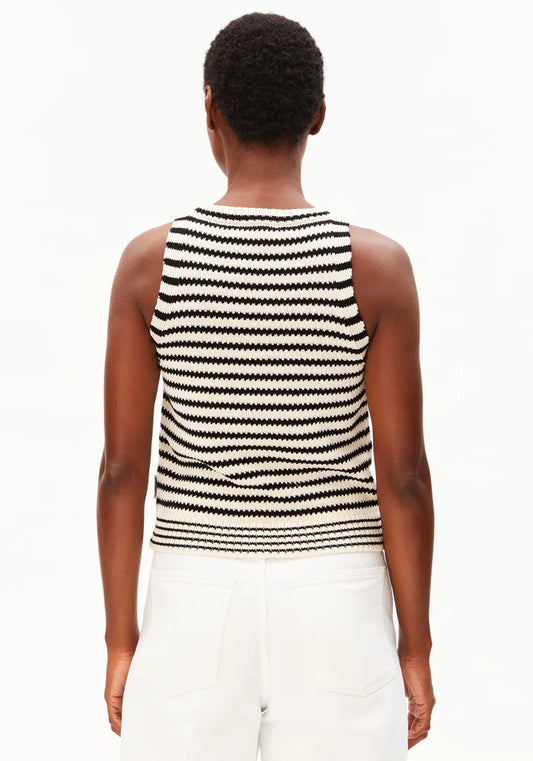 Stricktop STRIPE KNIT TOP undyed-black | ARMEDANGELS