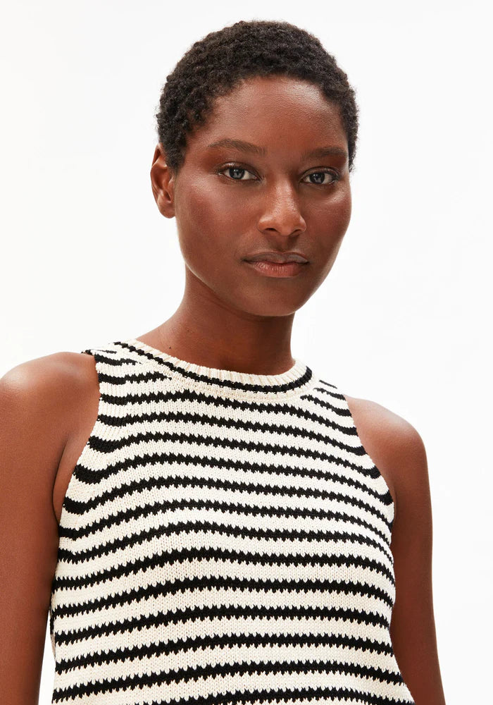Stricktop STRIPE KNIT TOP undyed-black | ARMEDANGELS