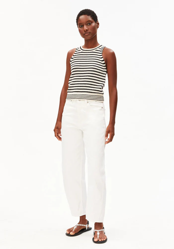 Stricktop STRIPE KNIT TOP undyed-black | ARMEDANGELS