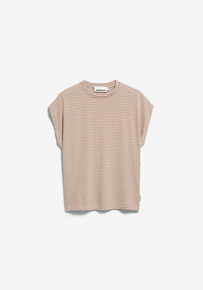 SLUB JERSEY STRIPE T-SHIRT oatmilk-cinnamon dust | ARMEDANGELS