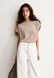 SLUB JERSEY STRIPE T-SHIRT oatmilk-cinnamon dust | ARMEDANGELS