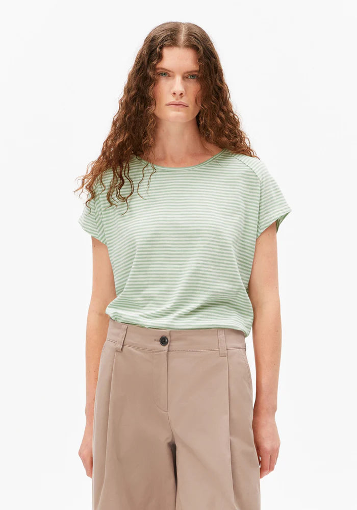 T-Shirt SLUB JERSEY STRIPE oatmilk-foam | ARMEDANGELS