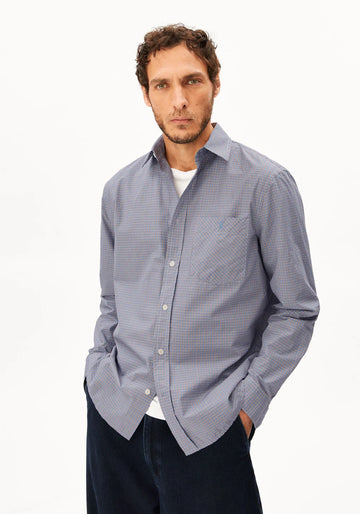 SMALL CHECK LONGSLEEVE SHIRT tinted navy | ARMEDANGELS