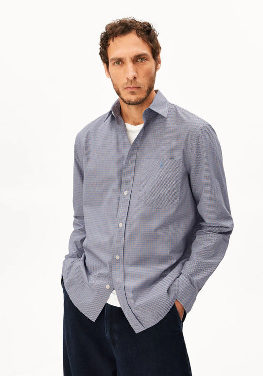 SMALL CHECK LONGSLEEVE SHIRT tinted navy | ARMEDANGELS