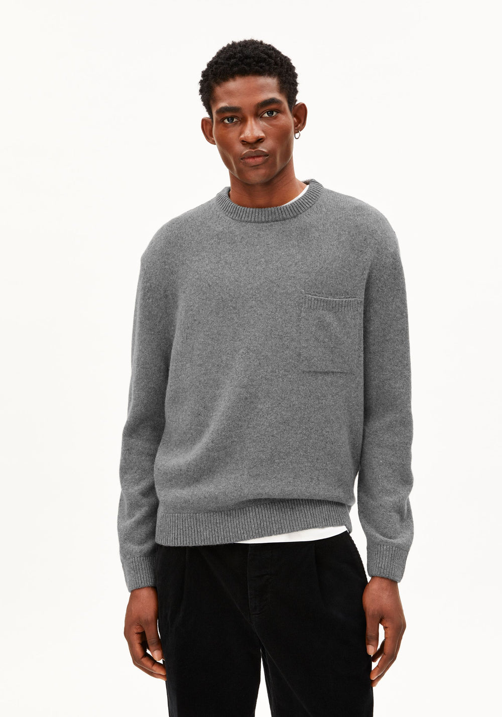 REC WOOL KNIT SWEATER mid silver melange | ARMEDANGELS