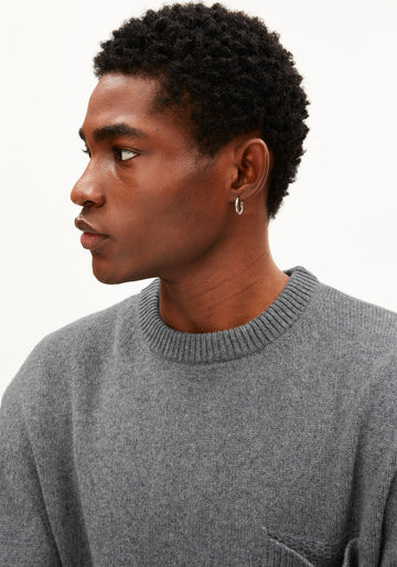 REC WOOL KNIT SWEATER mid silver melange | ARMEDANGELS