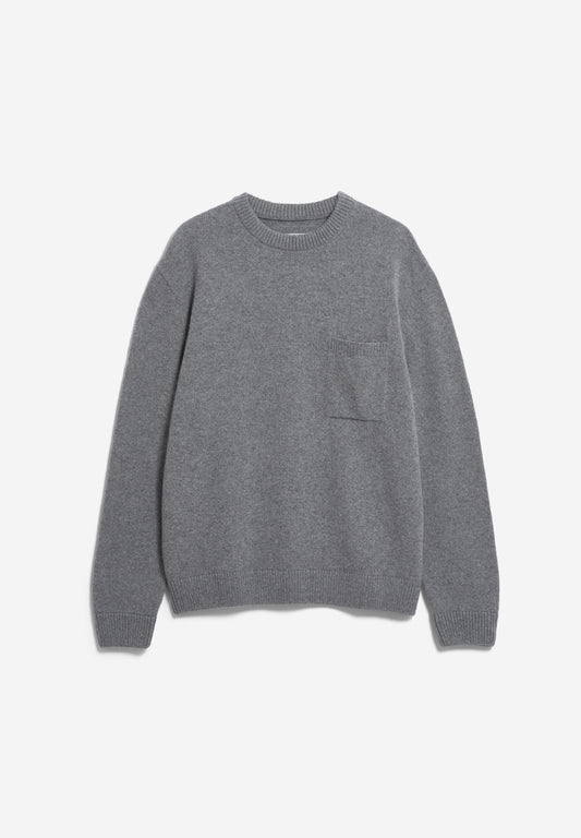 REC WOOL KNIT SWEATER mid silver melange | ARMEDANGELS