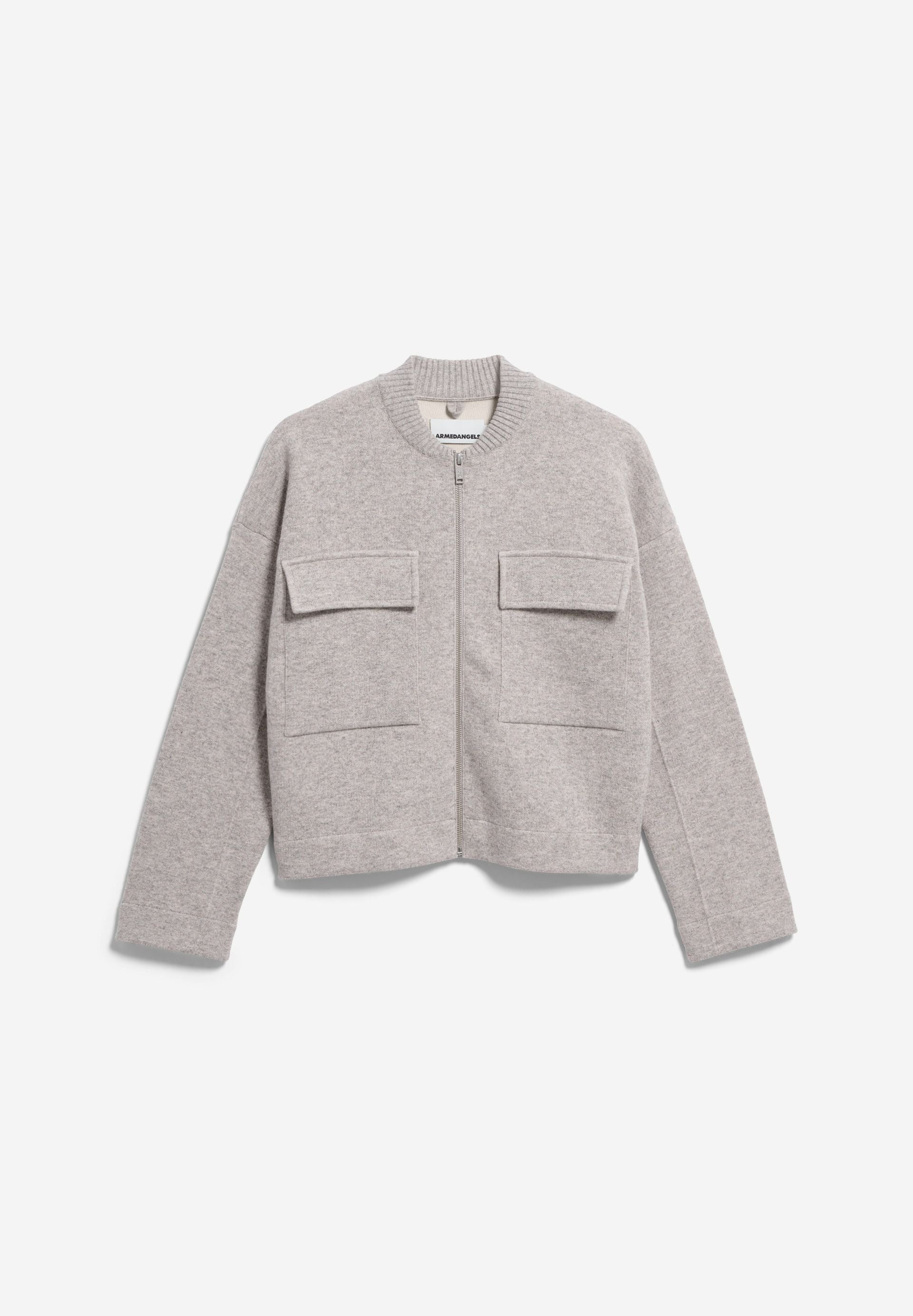 COTTON-WOOL BOMBER KNIT JACKET dark honey melange | ARMEDANGELS
