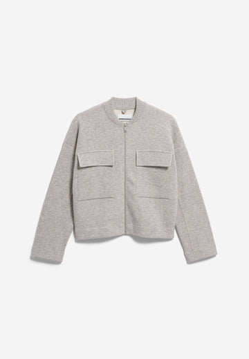 COTTON-WOOL BOMBER KNIT JACKET dark honey melange | ARMEDANGELS