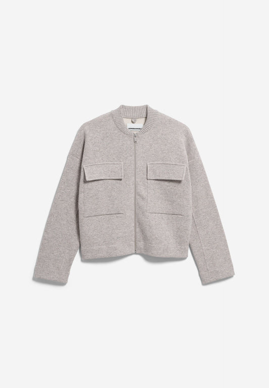 COTTON-WOOL BOMBER KNIT JACKET dark honey melange | ARMEDANGELS