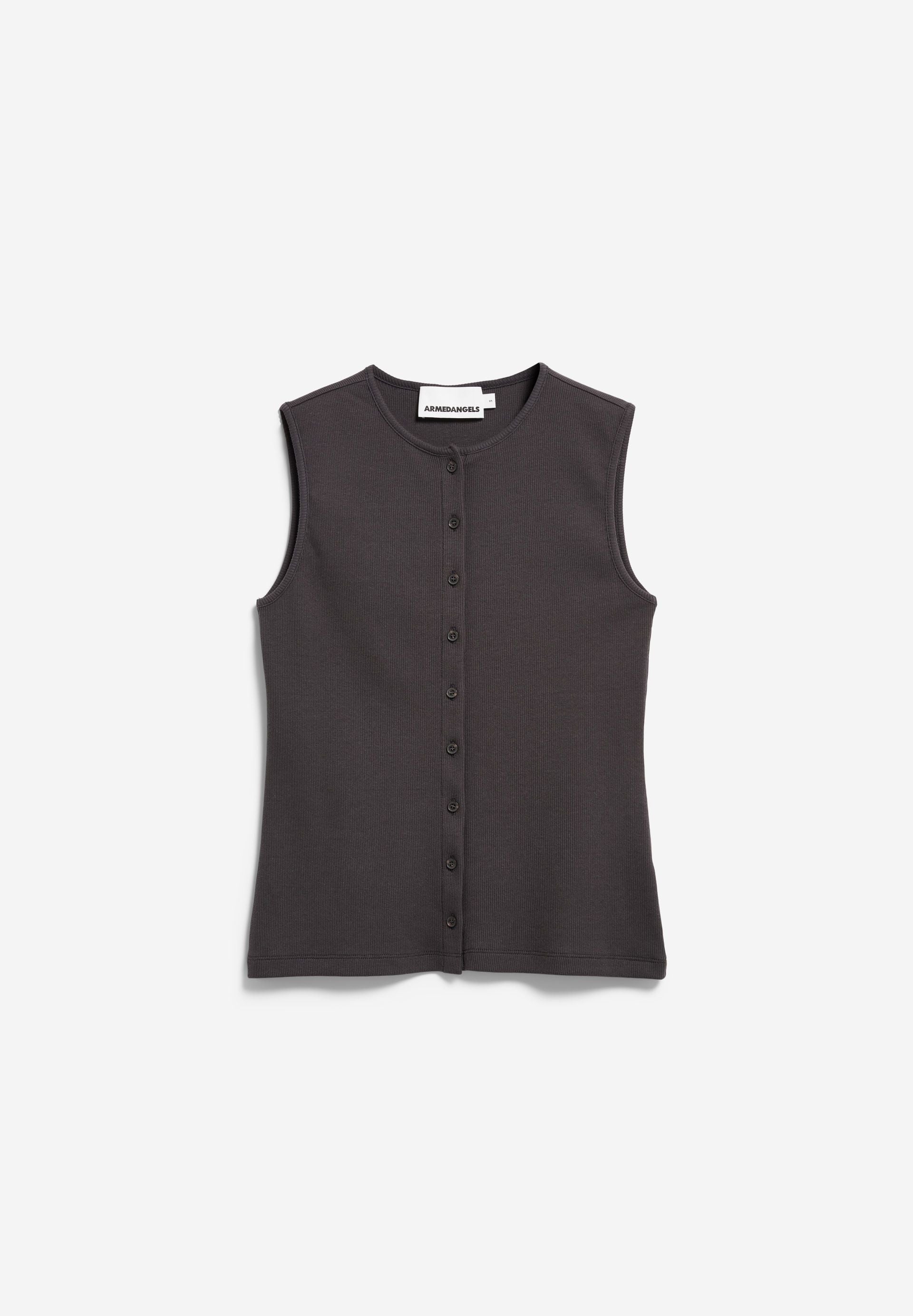 RIB BUTTON TOP dark steel | ARMEDANGELS