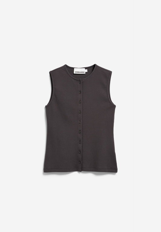 RIB BUTTON TOP dark steel | ARMEDANGELS