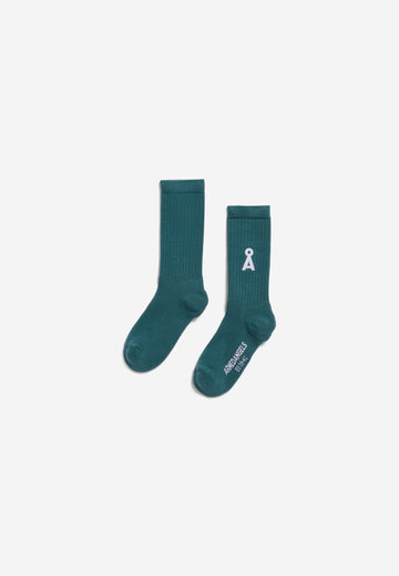 SAAMUS BOLD SOCKS W petrol velvet | ARMEDANGELS