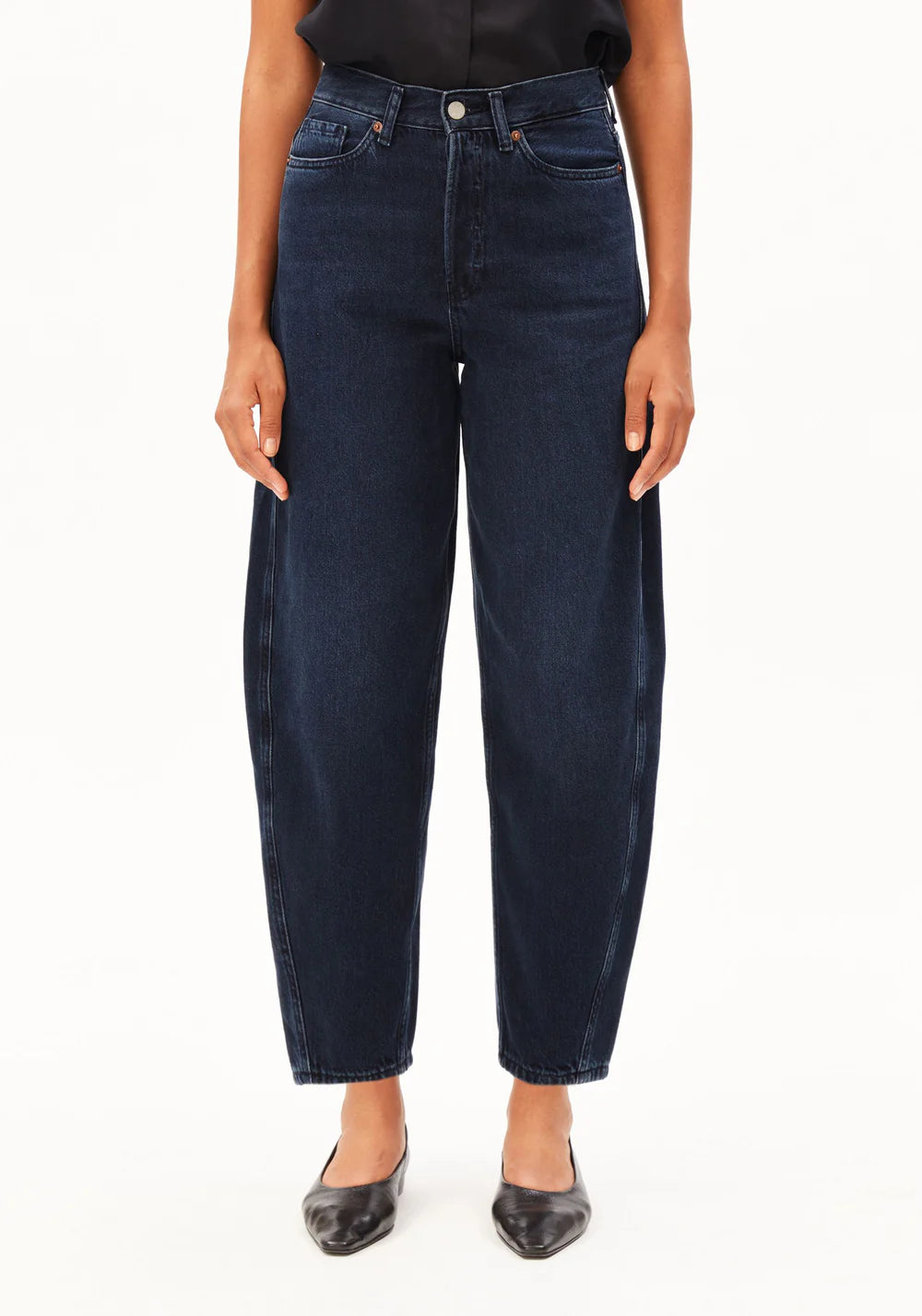 BAARLY HIGH WAIST BARREL JEANS fluid ink | ARMEDANGELS