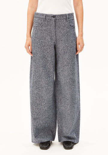 TWEED BARREL PANT mid grey melange-oatmilk | ARMEDANGELS