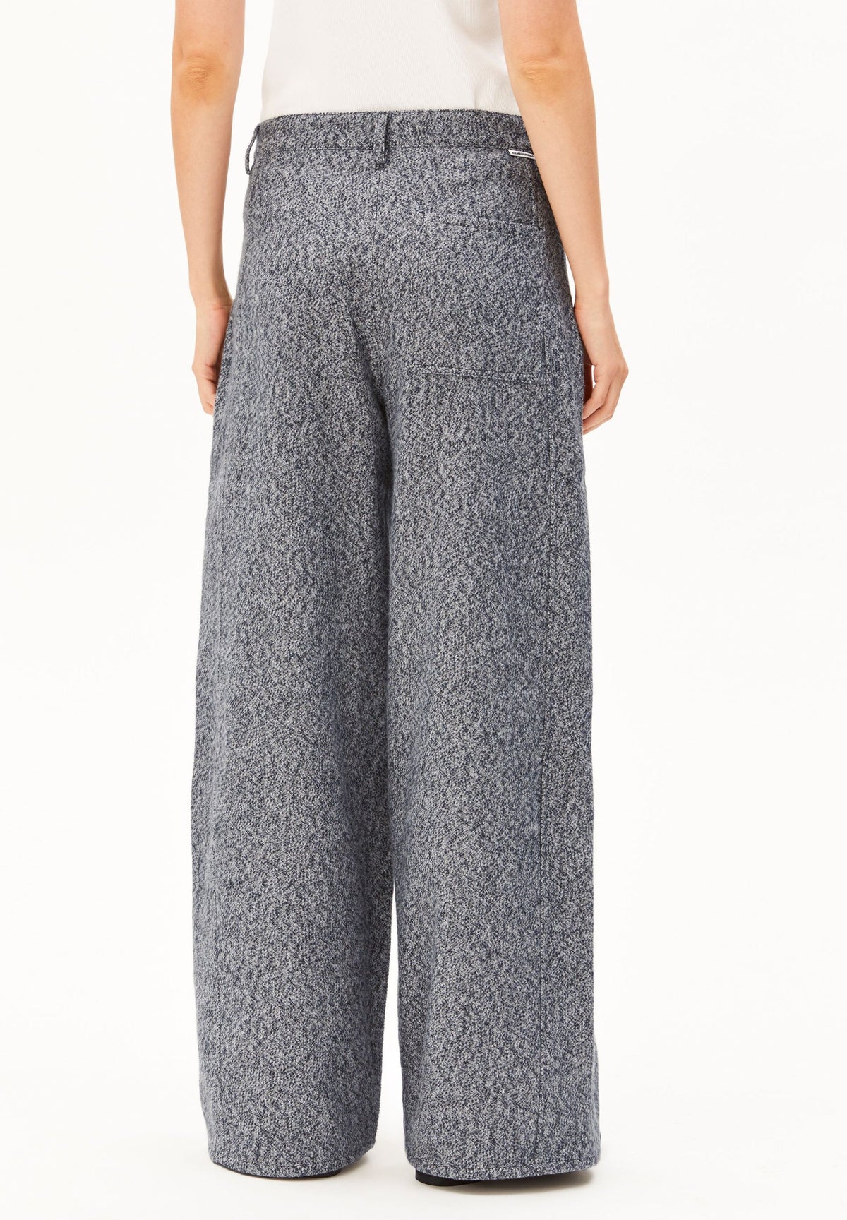 TWEED BARREL PANT mid grey melange-oatmilk | ARMEDANGELS