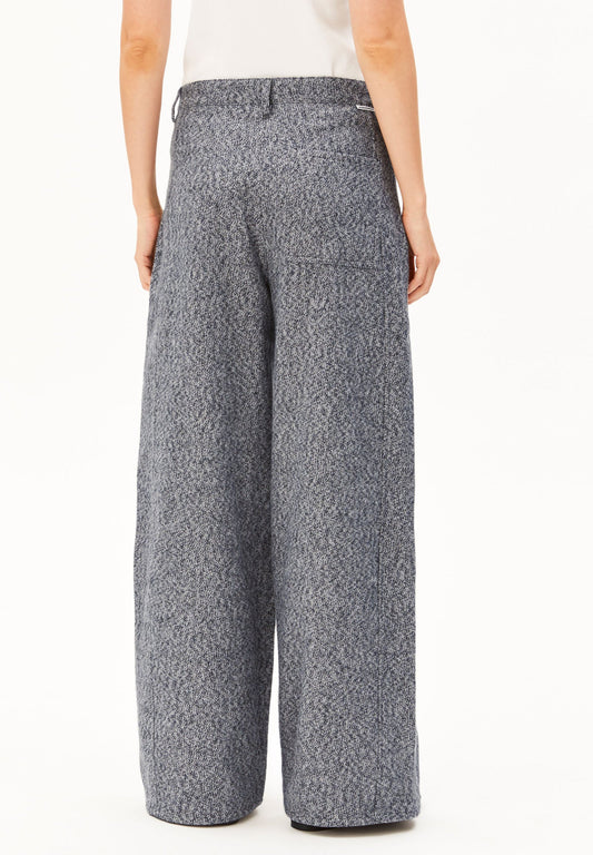 TWEED BARREL PANT mid grey melange-oatmilk | ARMEDANGELS
