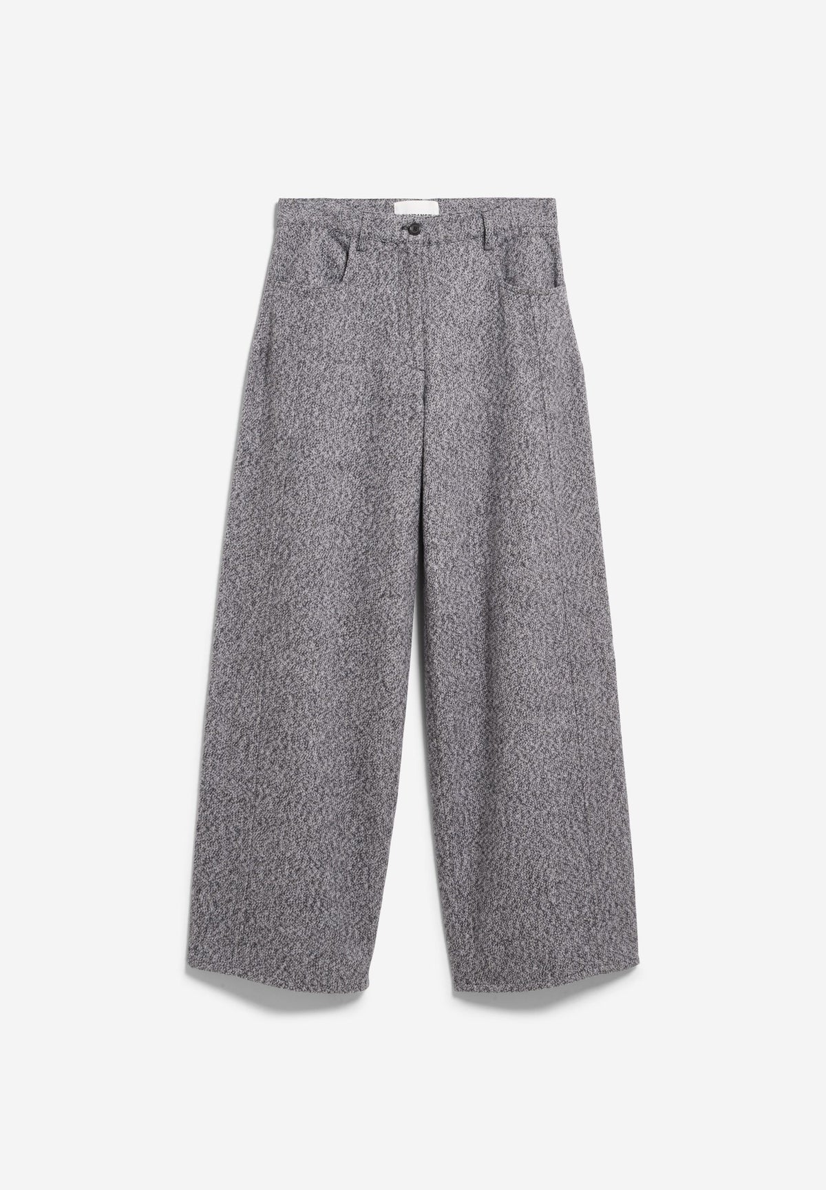 TWEED BARREL PANT mid grey melange-oatmilk | ARMEDANGELS