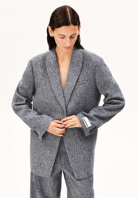 TWEED OVERSIZED BLAZER mid grey melange-oatmilk | ARMEDANGELS