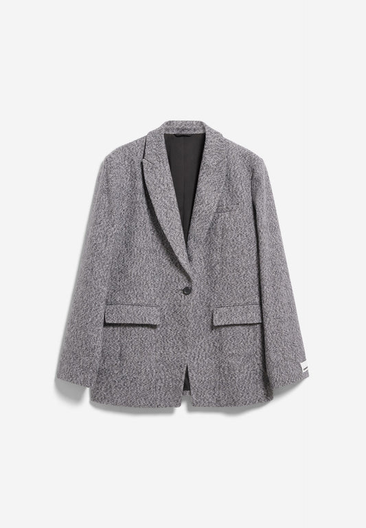 TWEED OVERSIZED BLAZER mid grey melange-oatmilk | ARMEDANGELS