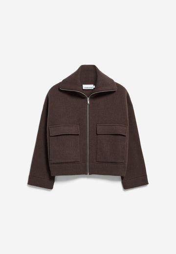 COTTON-WOOL KNIT JACKET claystone | ARMEDANGELS