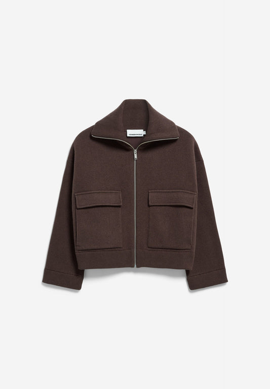 COTTON-WOOL KNIT JACKET claystone | ARMEDANGELS