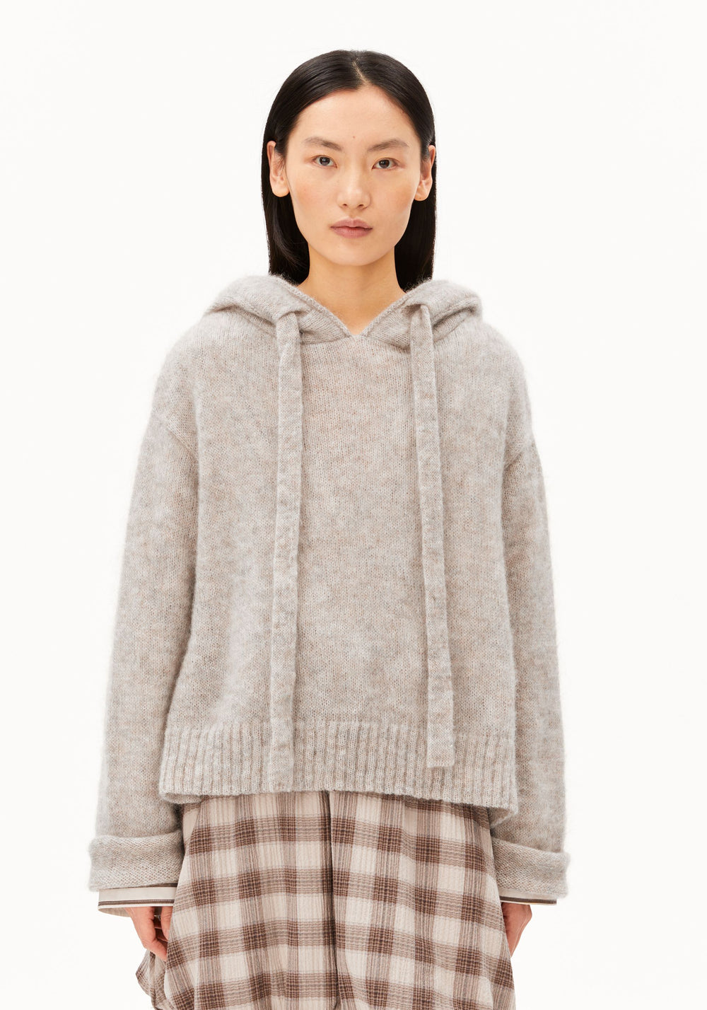 MOHAIR BLEND KNIT HOODY honey melange | ARMEDANGELS