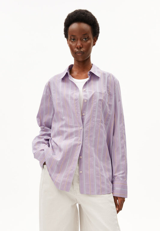 STRIPE LOOSE SHIRT BLOUSE moonlit lilac-sandstone | ARMEDANGELS