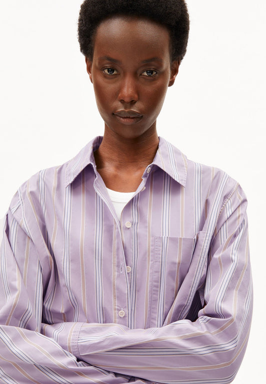 STRIPE LOOSE SHIRT BLOUSE moonlit lilac-sandstone | ARMEDANGELS