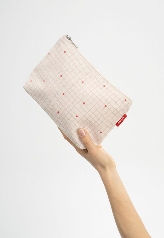 Big Pouch greige / candy grid print | MELAWEAR