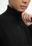 Rib Knit Zip Jacket KAMUKA schwarz | MELAWEAR