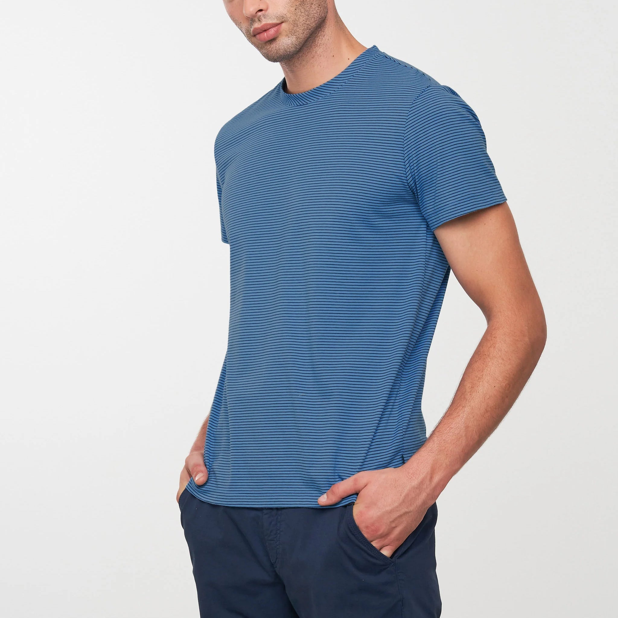 T-Shirt PANDAN STRIPES water blue | recolution
