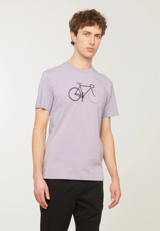 T-Shirt AGAVE BIKE LETTERS grey lilac | recolution