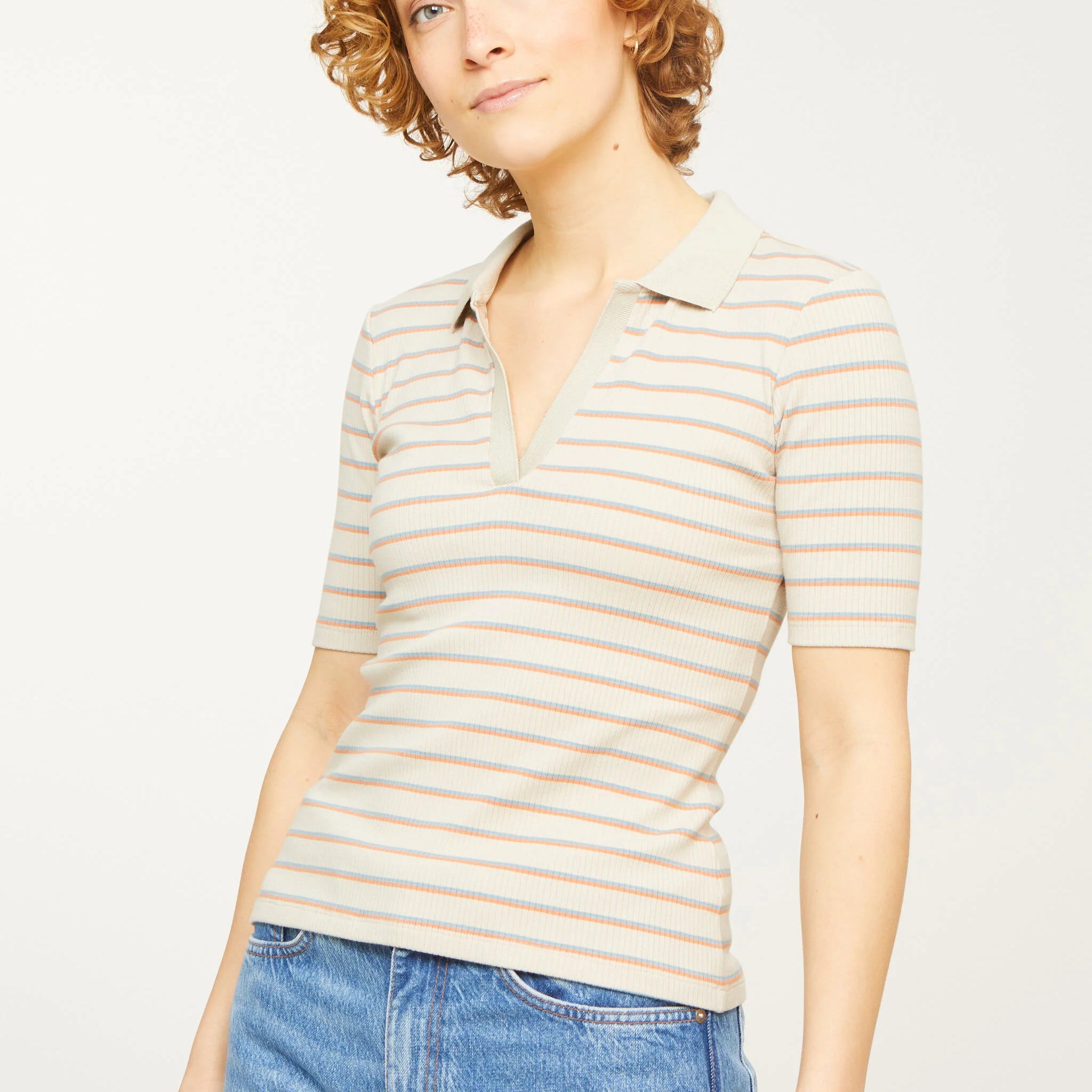 Polo KERRIA STRIPES arctic white | recolution