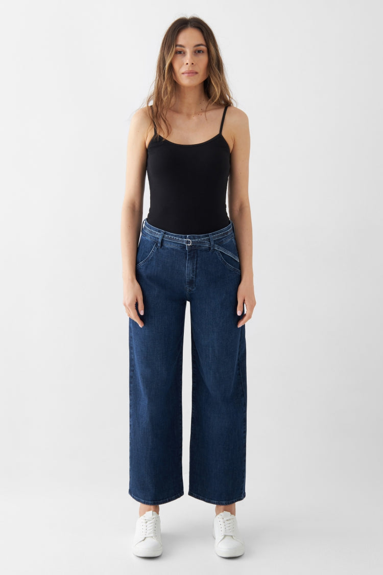 Jeans BLINK Wide Barrel Cropped Soft Denim - Classic dark blue | DAWN