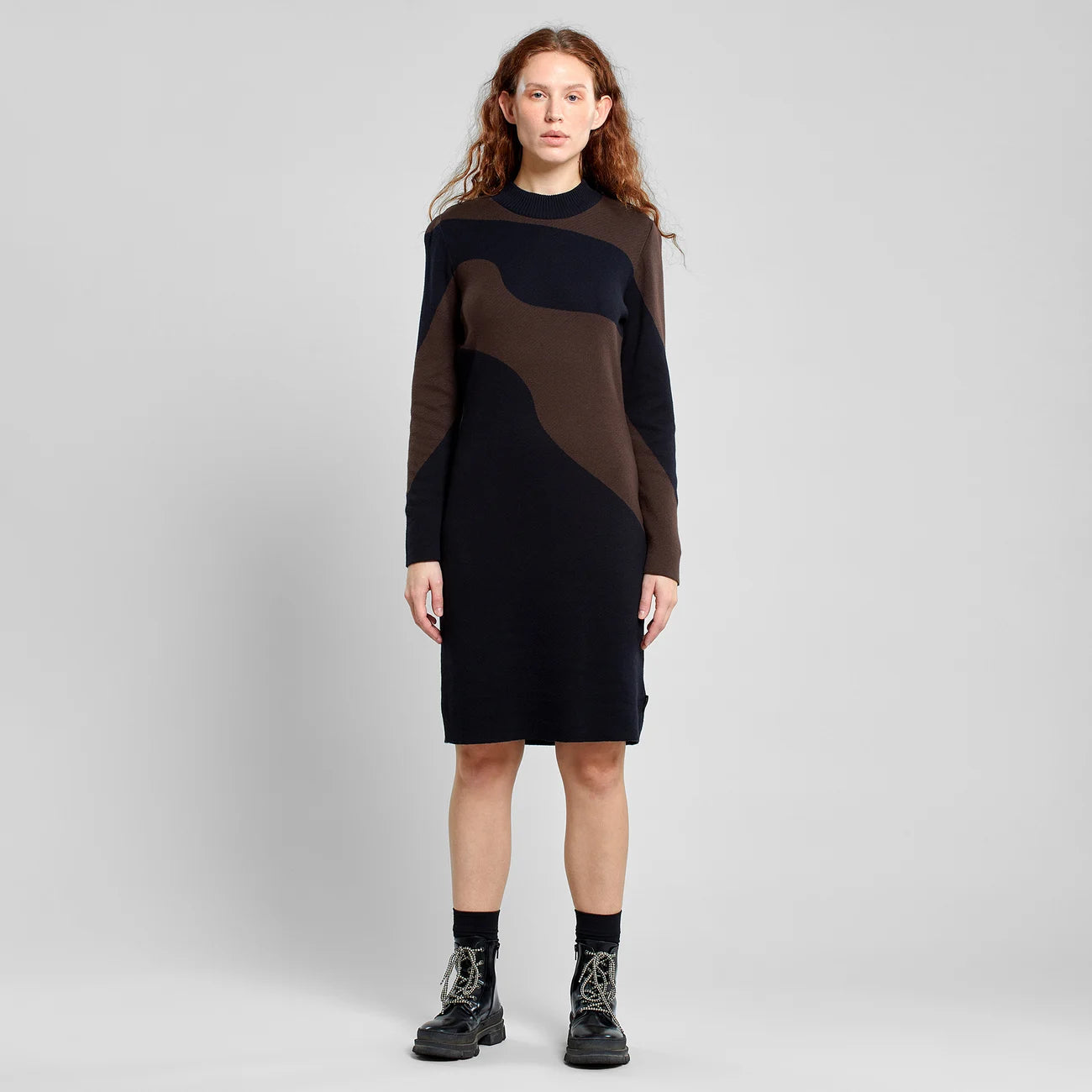 Dress Lo Flowy Blocks Black/Coffee Brown | DEDICATED