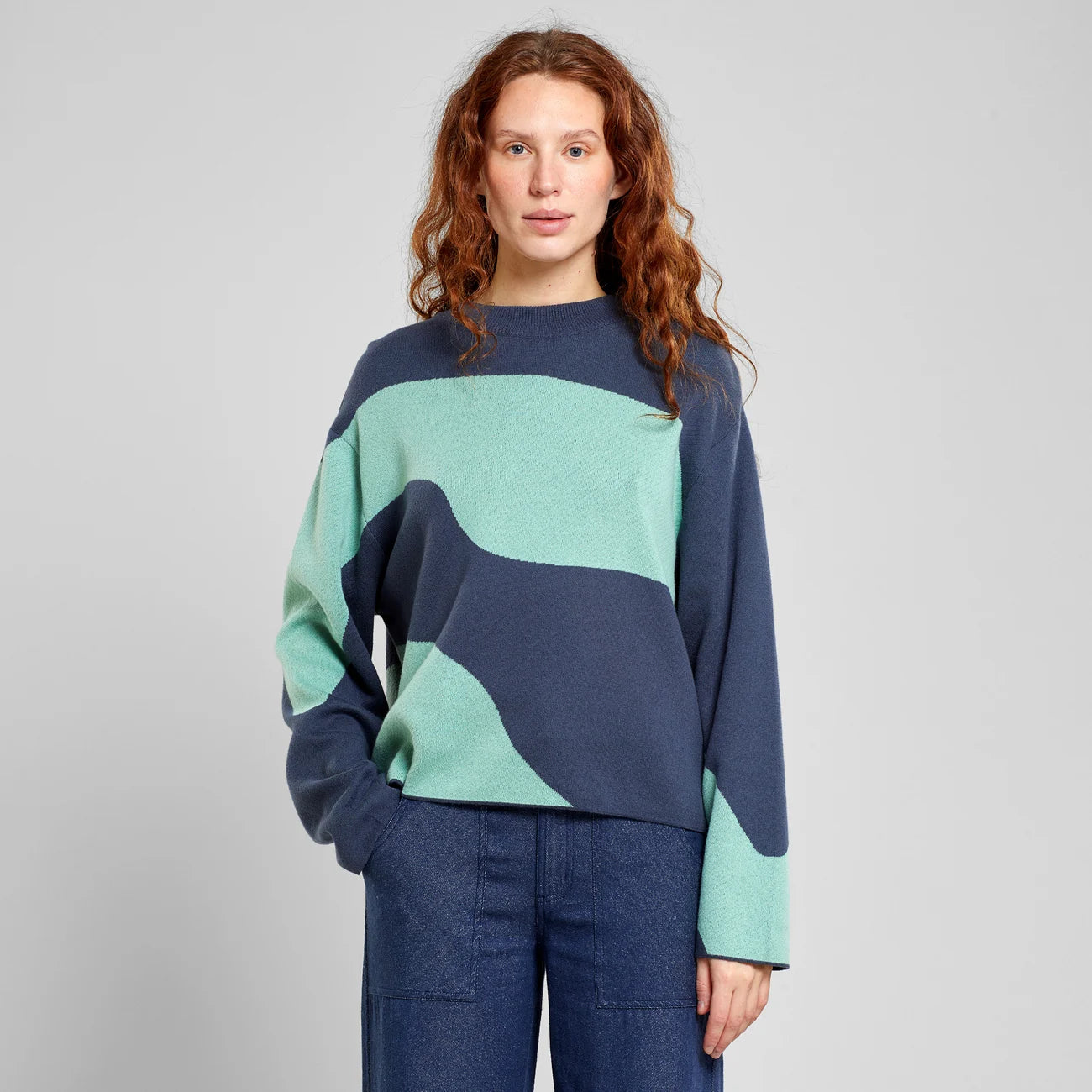 Sweater Limhamn Flowy Ombre Blue/Granite Green | DEDICATED