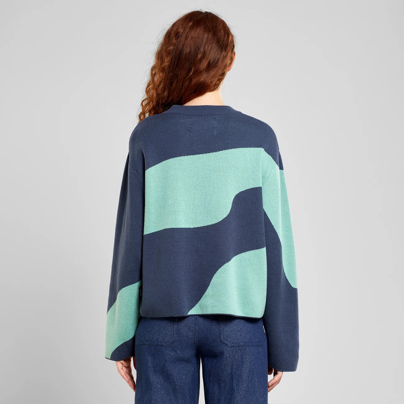 Sweater Limhamn Flowy Ombre Blue/Granite Green | DEDICATED